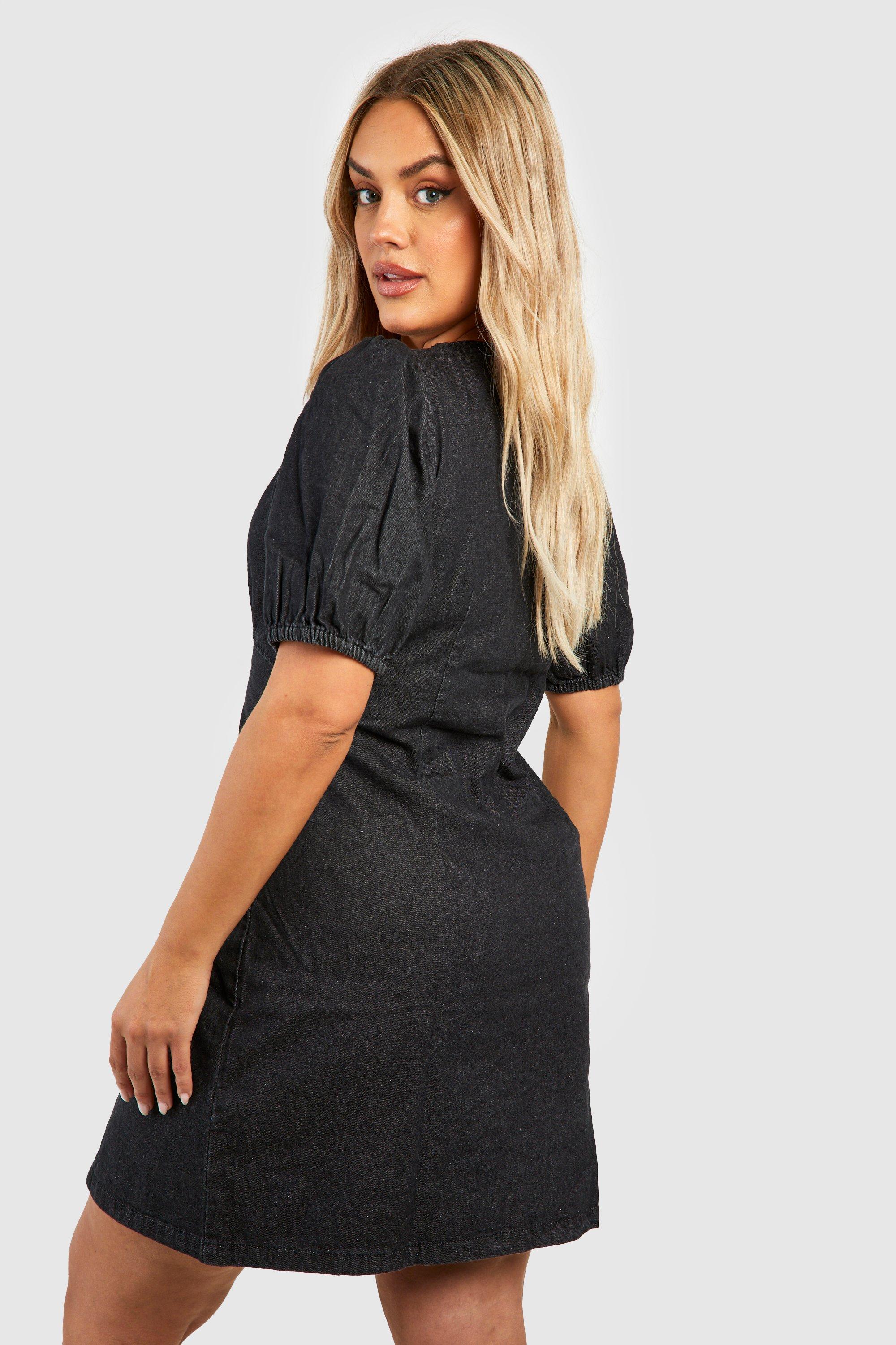 Boohoo black outlet denim dress